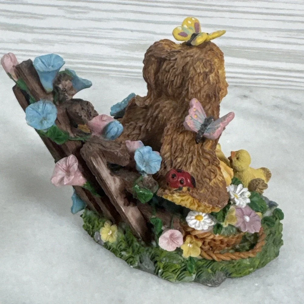 Vintage Bunny Rabbit Figurine Flowers Spring Easter lot of 2
